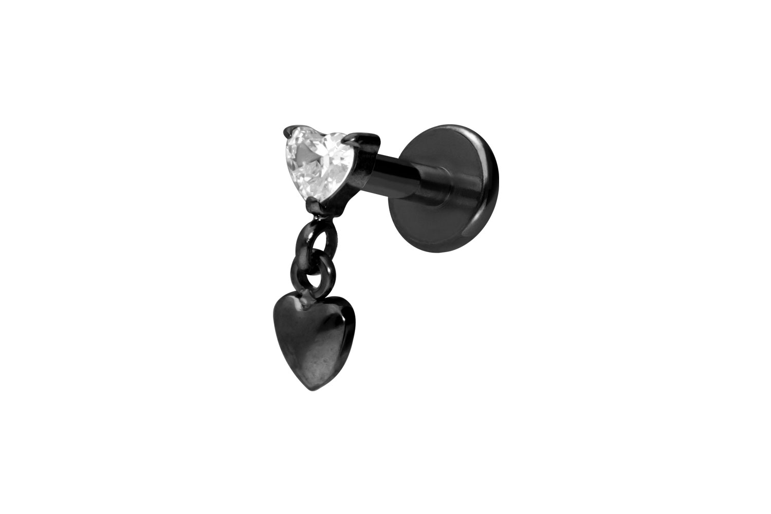 Titan Labret Piercing mit Innengewinde 2 HERZEN